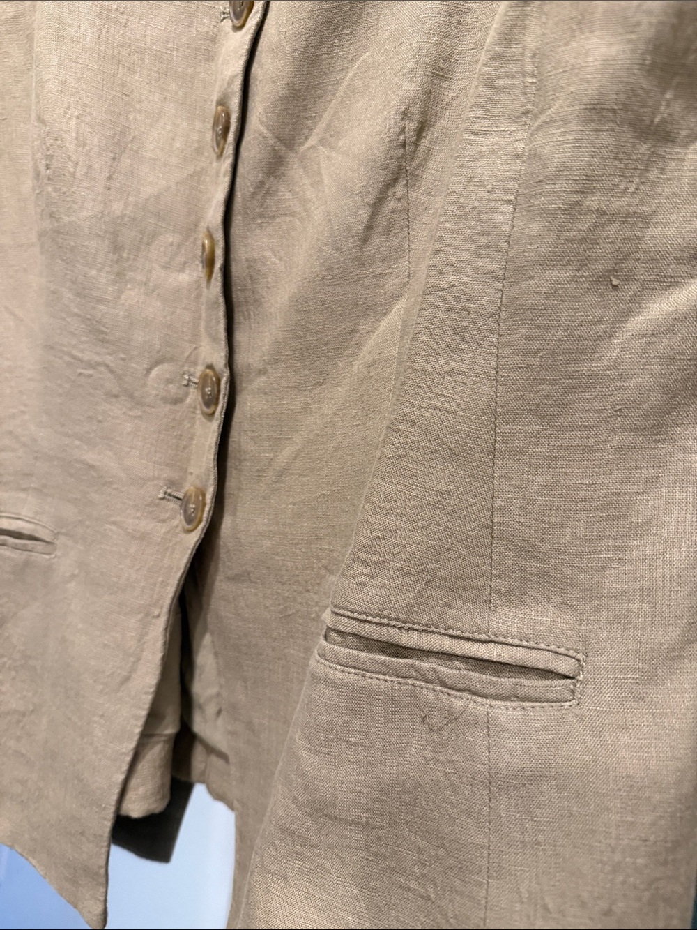J. Crew Sleeveless Linen Blend Button Vest in Khaki green - Picture 5 of 8